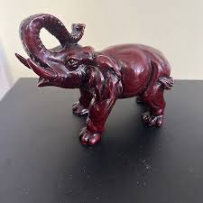 Vintage TRUNK UP Red Resin Elephant Figurine - 5” Tall | eBay
