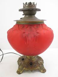 HURRICANE GWTW OIL LAMP SHADE - SATIN RED EMBOSSED - BASE ...