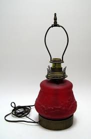 Antique Ruby Red Drape Banquet Parlor Oil Lamp Electrified ...