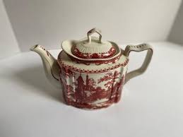 Red Transferware Teapot - Etsy