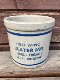 ANTIQUE RED WING JESUP IOWA BEATER JAR STONEWARE ADVERTISING ...
