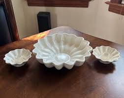 California Pottery USA Floral Shaped Console Bowl With Candlestick Holders! - Etsy