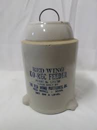 Vintage Red Wing Pottery Ko-Rec Chicken Feeder 10" Patent No ...