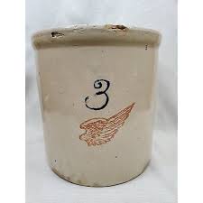 Vintage Red Wing Crock #3 with 4" Wing & Without Oval - Rare - Circa 1906 - 1930 | eBay