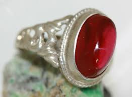 New 925 Sterling Silver 5CT Cab Red Gemstone Filigree Ring ...