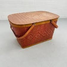 Vintage | Kitchen | Vintage 6s Wicker Red Man Picnic Basket Decor Usa Made Metal Handles | Poshmark