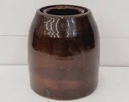 Vintage Brown Salt Glaze Stoneware Crock - Farmhouse Decor ...