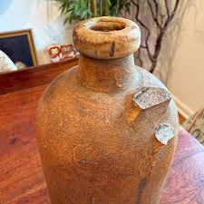 Antique 1800's French Stoneware Pottery Wine / Alcohol / Water Bottle With Cork Stopper - Handle Has Broken off 19th Century France Decanter - Etsy