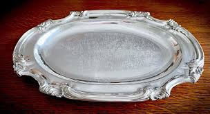 Heavy Silverplate Footed Platter/Trey - 17" x 13” Victory ...