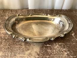 Vintage baroque oval silver plate dresser or serving tray ...