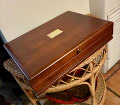 Vintage Reed & Barton Silverware Chest, Cherry Wood Flatware ...