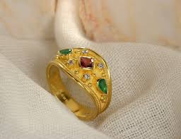 Gold Ring with Tourmaline Emeralds and Diamonds – Odysseus ...