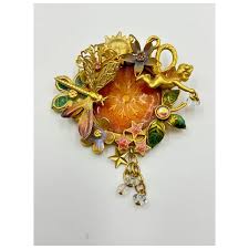 Kirks Folly Fairy Wishing Pool Pin Gold Tone Dragonfly ...