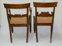PAIR of ANTIQUE REGENCY MAHOGANY ARM & SIDE CHAIRS w/ CARVED SCROLLED BACK BAR | eBay Australia