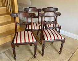 Set of 6 Antique Mahogany Original English Regency Drop-in Dining Chairs - Etsy