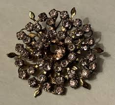 Vintage Rhinestone Flower Burst Round Cluster Brooch ...