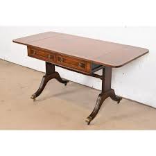 Baker Furniture English Regency Banded Mahogany Writing Desk or Console Table, Circa 1940s | Chairish