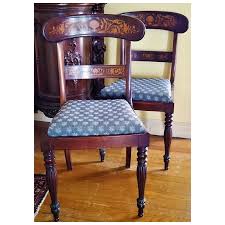Pr side CHAIRs, Anglo/England, rswd, satinwd,inld, 1820 Sheraton . For Sale at Ruby Lane