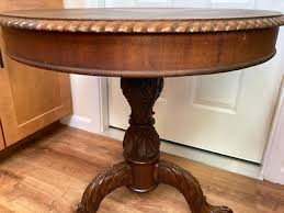 Antique Round Top Scalloped Edge Table 3 Legs Claw Look | eBay