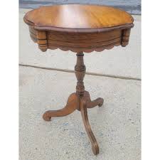 1960s Vintage Pedestal Tripod Scroll Feet Maple Side Table or Lamp Table | Chairish