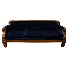 Antique American Victorian Carved Walnut Sofa Blue Mohair ...