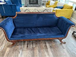 Reupholstered Vintage Duncan Phyfe Blue Velvet Couch - Sofas ...