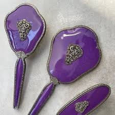 1950s Regent of London, 3 Piece Purple Dressing Table Vanity Set, Silver Coloured Filigree Insets and Decorative Framework - Etsy