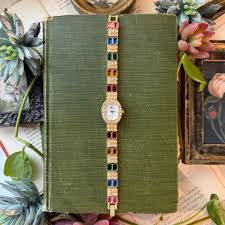 Gold Watch with Multicolored Stones – bunbunoclock