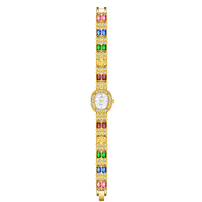 Gold Women Oval Dial Watch Ruby Starry Sky Inlay Bracelet ...