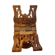 Wooden Book Stand Holder Ornate Sheesham Wood Hand-Carved ...
