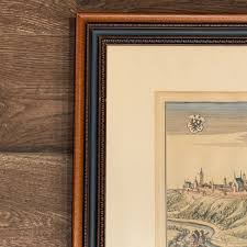 Framed German Copper Plate Rotenburg Matthaus Merian Map ...