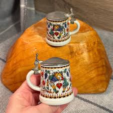 Vintage Rein Zinn BMF Two Tiny Steins | Pewter Lidded Sweet ...