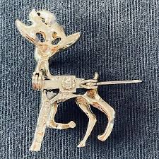 Vtg Gold Tone Gerrys Reindeer Christmas Holiday Pin Brooch ...