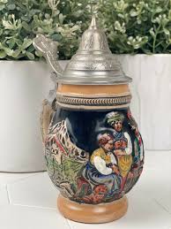 VINTAGE GERMAN BEER STIEN WESTERN GERMANY LIDDED CERAMIC SHORT SMALL 5" PERKEO | eBay Australia