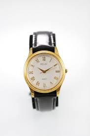 Relic Men Watch Stainless Steel Gold Water Res Black Leather ...