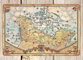 art prints 1964 pictorial map of Canada by Peter Reynolds Furse metal tin sign | eBay