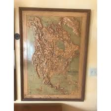 Set of 3 Classroom Relief Maps - North America, Africa and South America, Late 20th Century | Chairish