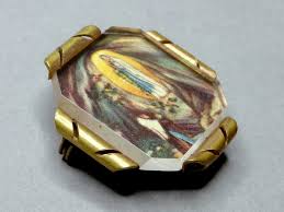 Nuestra Señora de Lourdes. Santísima Virgen María. Broche religioso antiguo. - Etsy España