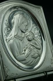 BVM DNJC VIRGIN & CHILD 925/000 STERLING SILVER PLAQUE WOOD FRAME ITALY 20TH † | eBay Australia