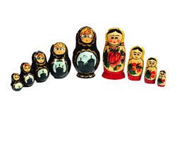 Vintage Hand-painted Nesting Dolls, USSR Folk Art, Two Sets ...