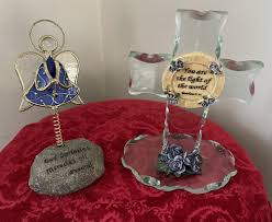 Religious Cross Lot of 2 Cut Glass w Matthews Verse + Angel ...