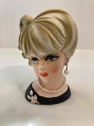 Vintage Lady Head Vase, C 7472 In Green With Earrings And Necklace. 5 3/4”tall | eBay