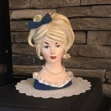 Vintage Relpo K1333/L Large 7 1/2 Inch Lady Headvase Hat Hand Ruffles Pearls - Etsy