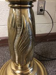 VTG MCM FLOOR LAMP TABLE BRASS GLASS BEAUTIFUL BASE 3 WAY ...