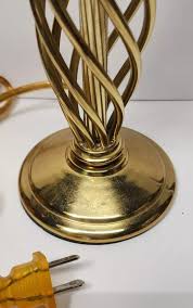 Vintage Gold Brass Twisted Spiral Metal Table Accent Lamp 13 ...