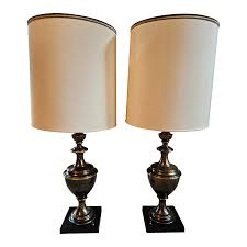 Mid Century Stiffel Brass Lamps With Shades - a Pair | Chairish