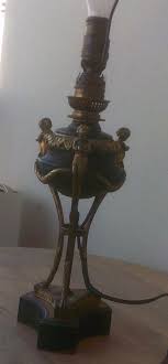 FRENCH FAUX BLACK MARBLE WOOD BRONZE MOUNTED LAMP WITH 3 BRONZE CHERUBS | eBay