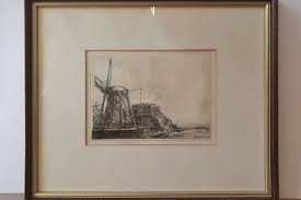 A Rie (hendrika) De Boer Etching of Rembrandt's the Windmill - Etsy Denmark