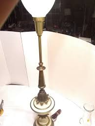 LAMP BRASS MILK GLASS HOLLYWOOD REGENCY MID CENTURY MODERN | eBay