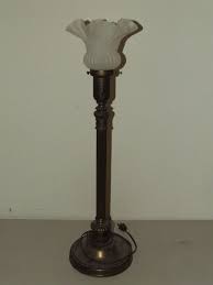 Antique Brass Corinthian Column Electric Table Lamp w ...